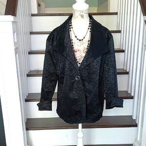 ^ Erin London Black Animal Print Textured Jacket